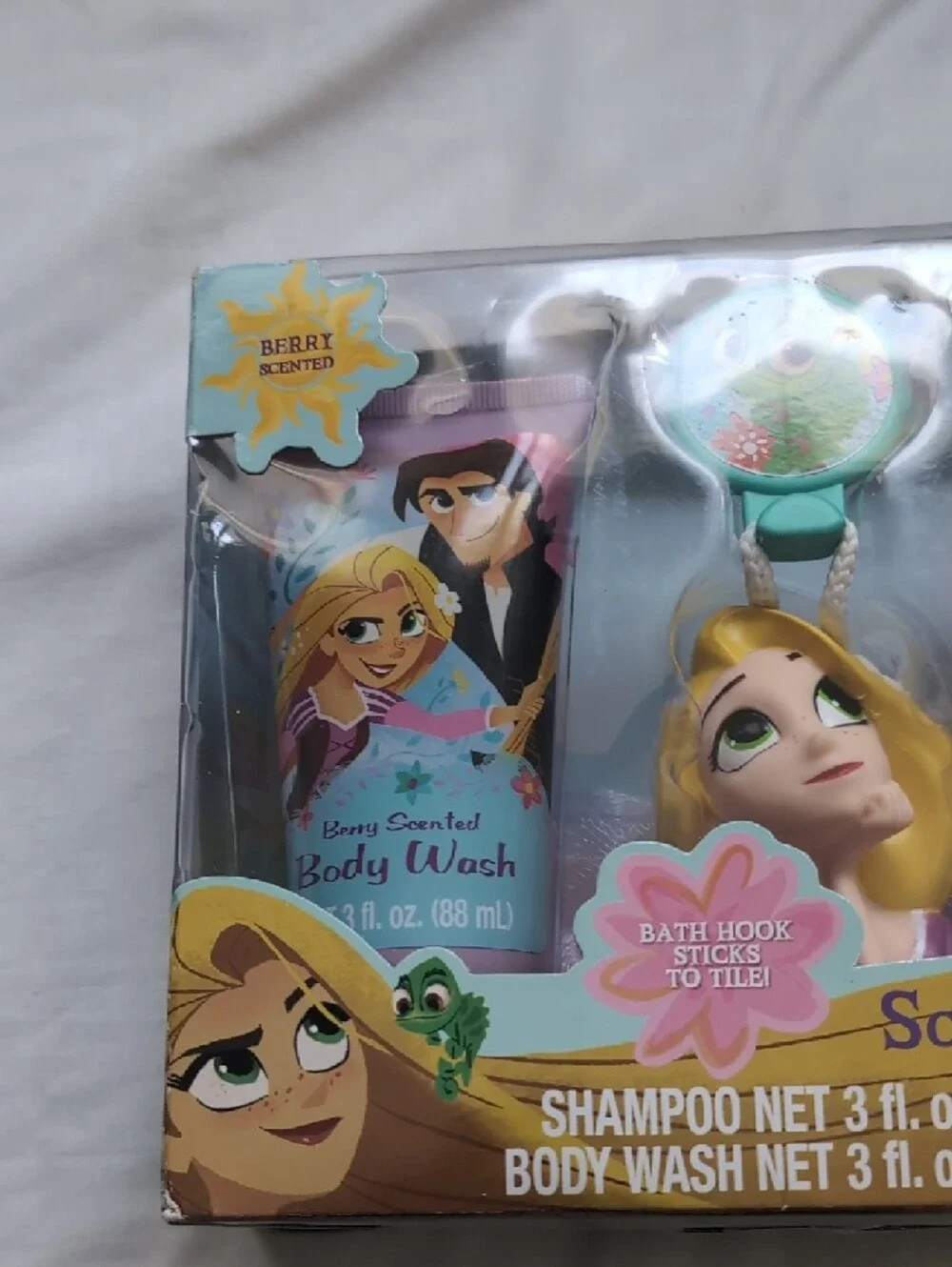 Disney Tangled Kids Berry Scented Shampoo & Body Wash Set, Hook And Bath Scrubby